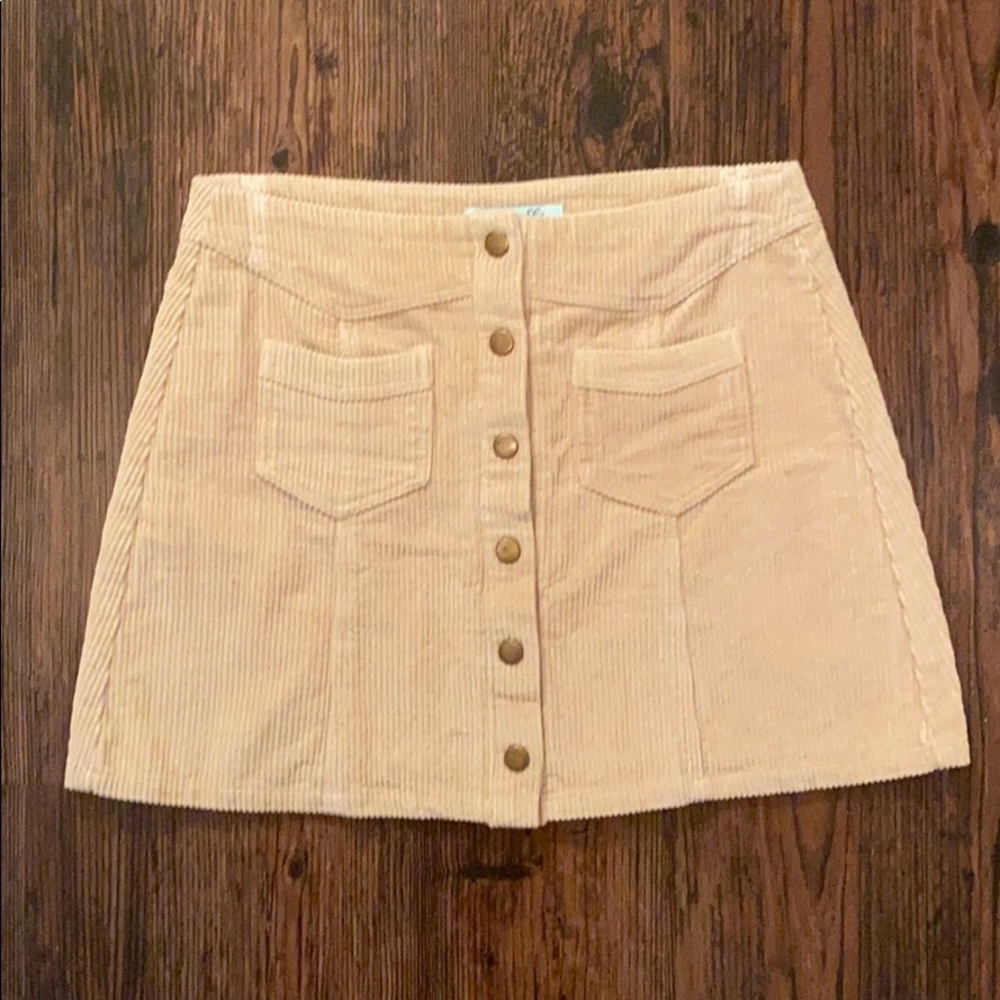 Corduroy button front mini skirt